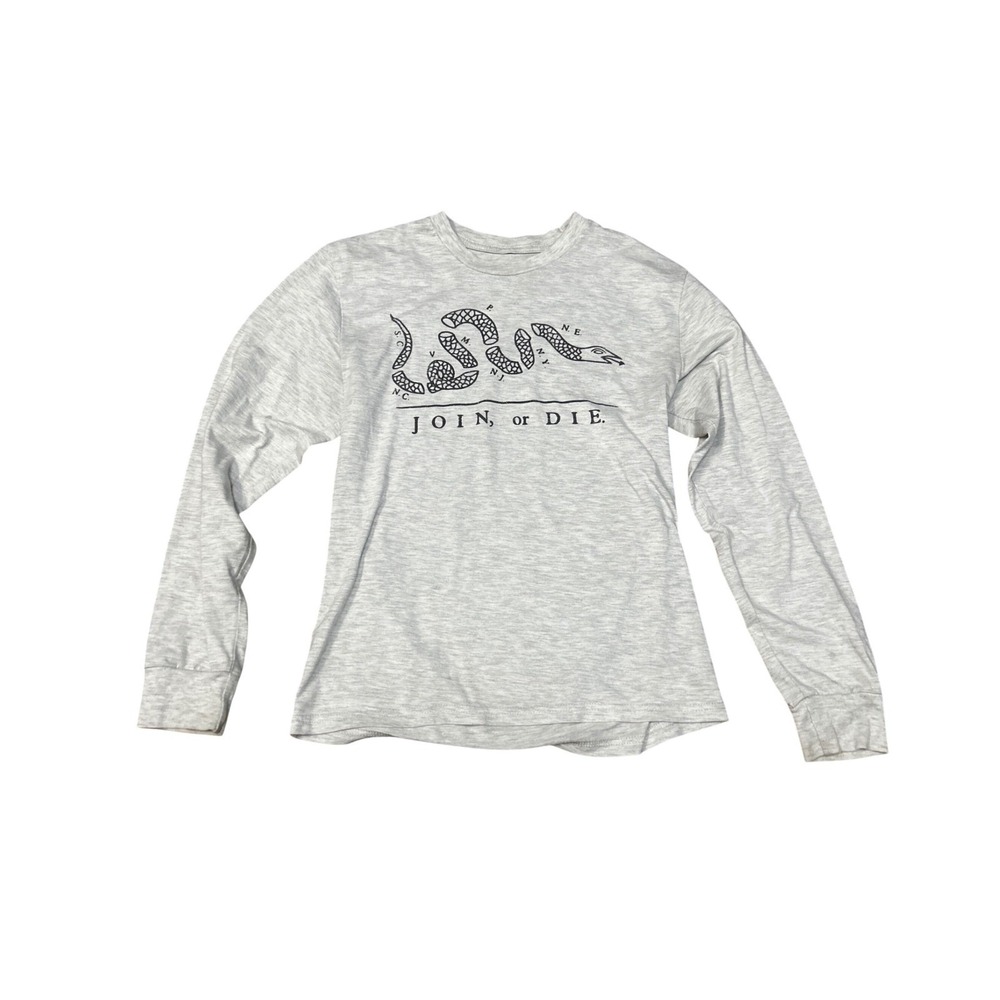 Join or Die Graphic Long Sleeve T-Shirt Heather Grey